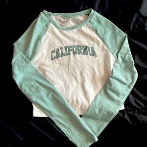 Shein Girls long sleeve “California” shorty-top (cropped) size 10Y never worn